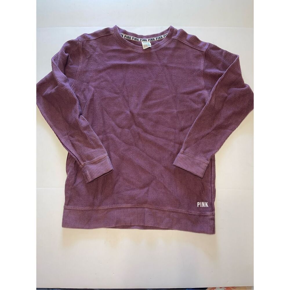 🤍Victoria's Secret PINK  Ribbed Long Sleeve Top-Maroon-Size S‎ A32